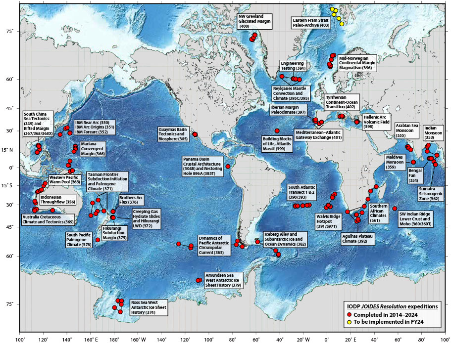 IODP expeditions map